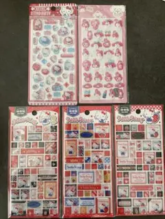 No.268ボンボンドロップシール　立体シール　キティ　マイメロ　5枚セット