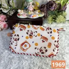 母子手帳型ハンドメイドフラットポーチ通帳薬手帳小物入れ＊1969クマ・スイーツ