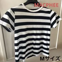MACPHEE ボーダーTシャツ、白×黒、Mサイズのサムネイル