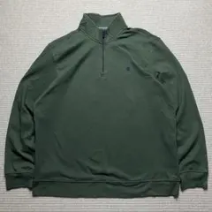 IZOD ハーフジップスウェット グリーン ワンポイントロゴ XL