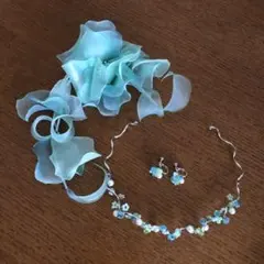 フラワーデザイン ネックレスとイヤリングセット