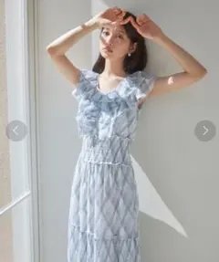 【SNIDEL♡Sustainableプリントプリーツワンピース♡Blue】