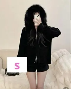SHEIN ファー付きニットパーカー S