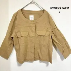 LOWRYS FARM 麻混 ジャケット レディース L 七分袖 ベージュのサムネイル