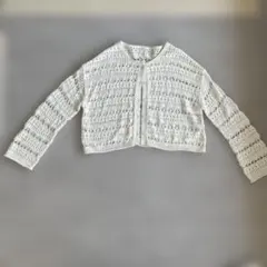 試着のみ　レース編み ホワイト カーディガン Mサイズ　GU