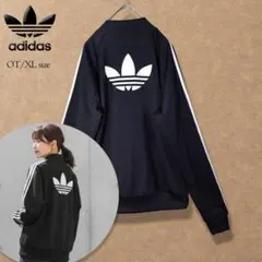 【希少XL】アディダスオリジナルス トラックジャケット ジャージ 黒 背面ロゴ