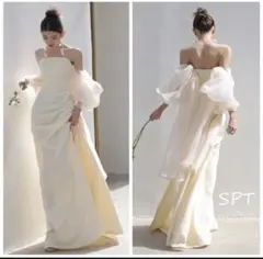 オフショルダー ホワイト ウエディング ドレス 二次会 フォトウエディング