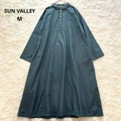 SUNVALLEY 日本製品染め　オックスヘンリーネックワンピース　長袖　綿