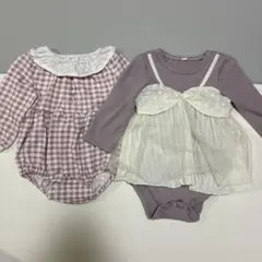 淡色ガーリー ロンパース2枚セット
