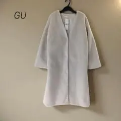 GU☆Vネック ボアガウンコート/エクリュカラー