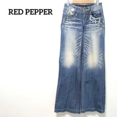 【レッドペッパー】24　デニムパンツ　フレア　刺繍　Y2K