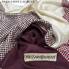 YVES SAINT LAURENT 水玉 ドット柄 大判スカーフ ストール