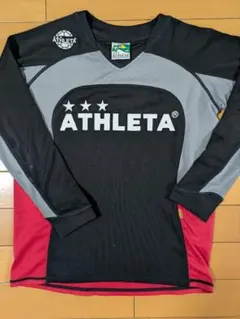 ATHLETA 140長袖シャツ 黒/赤　サッカー　フットサル　キッズウェア