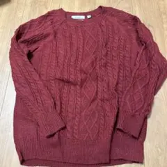 niko and ... バーガンディ ケーブルニットセーター