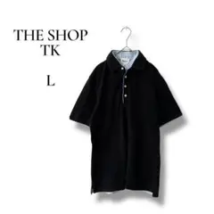 THE SHOP TK メンズ　半袖ポロシャツ　レイヤード　ブラック　ブルー　L