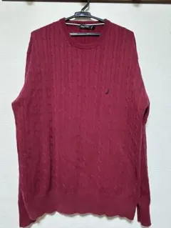 NAUTCA ワインレッド ケーブル編み ニット