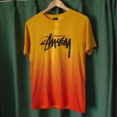 STUSSYステューシーレアカラードットイエローグラデーションTシャツS