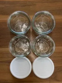 WECKガラスキャニスター 300ml500ml各2個ガラス蓋4枚シリコン蓋2枚のサムネイル
