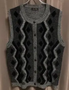 More Plataニットベスト グレー・ブラック 毛30%アクリル70% 3L