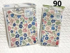 エアリズムコットンクルーネックT レギンス　セットアップ　ユニクロ　新品　90㎝