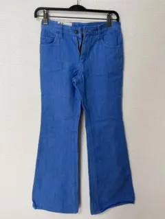 青 フレアパンツ バックポケット付き