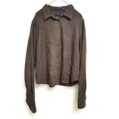 GAP シャツ ブラウス フィッテッドクロップドシャツ ブラウンチェック