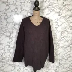 Mila Owen　（F）　ざっくり編みＶネックニットセーター　茶