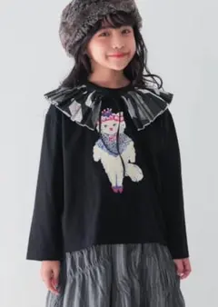 unicaおめかしcatスパンコールロンT　KIDS ブラックXL140150