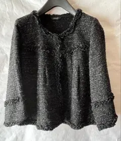 ノーカラーツイードジャケット