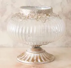 フラワーベース ロワール 花瓶 アンティーク ホワイト YF20220135WG