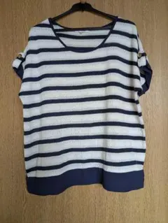 Lサイズ✿grove✿ボーダー　ルーズフィット　ボタンがポイント