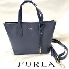 FURLA 2way トートバッグ ショルダーバッグ ネイビーのサムネイル