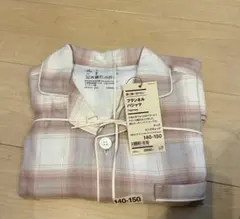 無印良品　フランネルパジャマ　ピンクチェック柄　140-150
