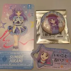 アイカツ！氷上スミレ グリッター缶バッジ ステッカー チケット型ミニポスター