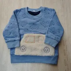 青い車刺繍トレーナー 90センチ