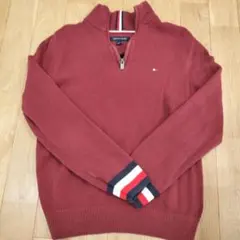 TOMMY HILFIGER バーガンディ ハーフジップ トレーナー M
