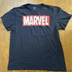 【オフィシャル】MARVEL ボックスロゴ Tシャツ L 黒フェード感 スミクロ