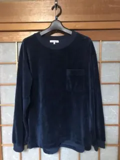 ベロアクルーネック ブルー