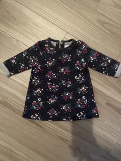 プチバトー 花柄ワンピース 12m74cm ネイビー
