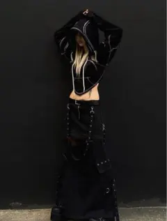 ブラック クロップドフーディー Lサイズ