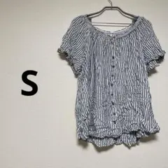 ⚠️汚れありストライプ 半袖シャツ　トップス　S