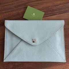 【kate spade】　レザー クラッチ バッグ 水色