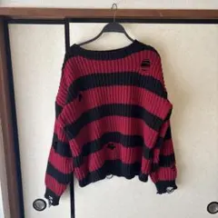 ボーダー ダメージニット グランジ