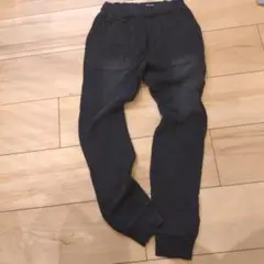 【新品未使用】デニム風リブスウェットパンツ130ブラック