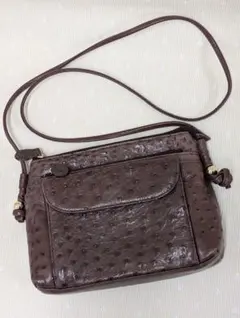 ダークブラウン ショルダーバッグ オーストリッチレザー