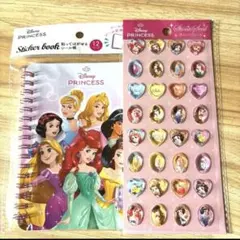 ディズニープリンセス　貼ってはがせるシール帳　12ページ&ストーンシール