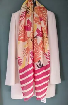 【新品タグ付】SHIPS フラワーストール 春夏 麻混 日本製 大判 花柄