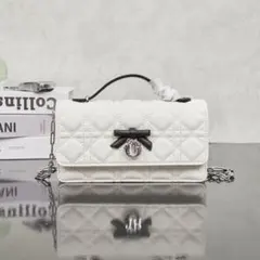新品2way キルティング チェーンバッグ リボン ショルダーバッグ ホワイト