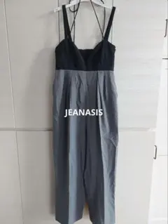 JEANASIS 異素材切り替え サロペット ワイドパンツ