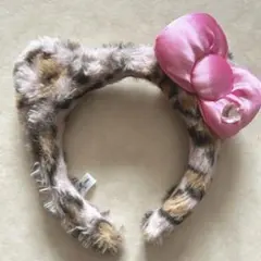 ユニバ カチューシャ キティ ヒョウ柄ピンク